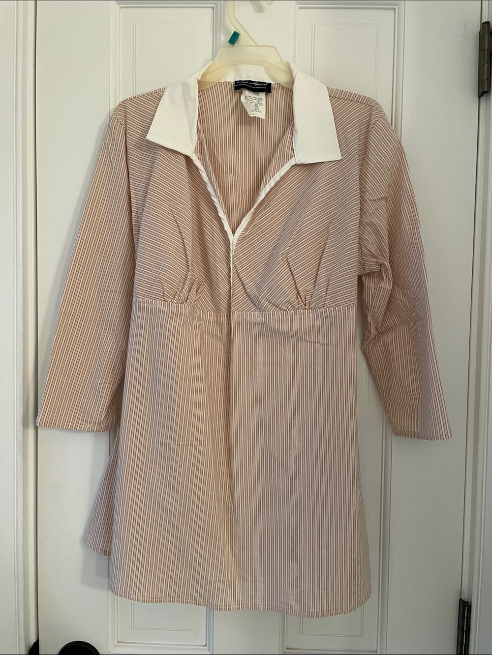 Maternity Small Striped Women’s Shirt - Pink and White